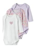 Name It Nbfbody 3P Ls Lilac Petit Flower Noos Lila