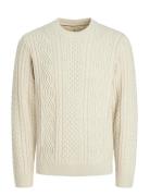 Jack & J S Jprblusean Knit Cable Crew Neck Jnr Kräm