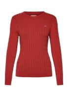 GANT Stretch Cotton Cable C-Neck Röd