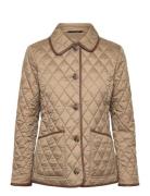 Lauren Ralph Lauren Faux-Leather-Trim Diamond-Quilted Jacket Beige