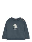 Mango Printed Cotton Sweatshirt Marinblå