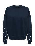 JDY Jdymesa L/S O-Neck Emb Sweat Jrs Noos Marinblå