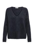 JDY Jdyelanora L/S V-Neck Pullo. Knt Noos Marinblå