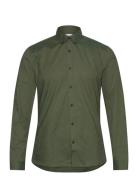 Lindbergh Yarn Dyed Oxford Superflex Shirt Khaki Green