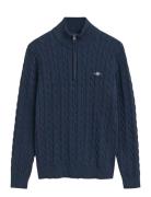 GANT Cotton Cable Half Zip Blå