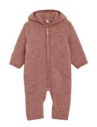 Huttelihut Pram Suit Ears Wool Fleece Röd