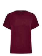 French Connection Crepe Light Crew Neck Top Burgundy
