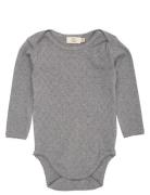 Copenhagen Colors Pointelle Heart Lapneck Body Ls Grå