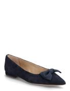 Lauren Ralph Lauren Londyn Bow-Trim Suede Ballet Flat Marinblå
