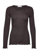 Rosemunde Rwburlington Wool Ls O-Neck T-Shirt Brun