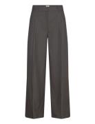 Monki Pleated High Waist Wide Leg Suiting Trousers Grå