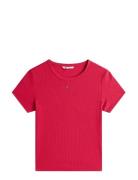 Tommy Jeans Tjw Slim Essential Rib Ss Röd
