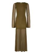 Malina Haisley Sheer Knitted Maxi Dress Khaki Green