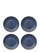 Aida Relief St Ware Lunch Plate Blue 4 Pcs. 22 Cm. Brown Box Blå