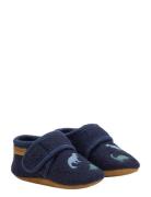 En Fant Wool Slippers W. Embroidery Marinblå