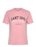 GANT Reg Cotton Arch Print Ss T-Shirt Rosa