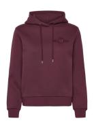 GANT Reg Tonal Shield Hoodie Burgundy