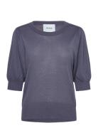 Minus Msliva Puff Sleeve Metallic Knit Pu Marinblå