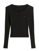 Tommy Jeans Tjw Slim Sh Irregular Rib Ls Svart