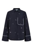 Nümph Nuchiro Boxy Shirt Marinblå