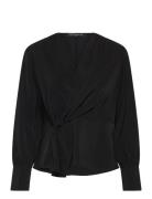 French Connection Laurel Crepe Peplum Top Svart
