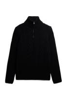 Superdry Jacob Cable Knit Half Zip Svart