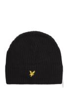 Lyle & Scott Knitted Ribbed Beanie Svart
