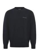 Lyle & Scott Script Knitted Crew Neck Marinblå
