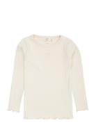 Copenhagen Colors Modal Rib Ls Tee W. Heart Hole Pattern Kräm