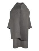 Calvin Klein Dbl Face Wool Scarf Coat - Melan Grå