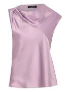 Lauren Ralph Lauren Charmeuse Asymmetrical Blouse Lila