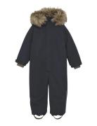 En Fant Snowsuit W. Fake Fur Svart