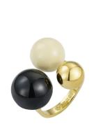 Bud To Rose Brea Enamel Ring Ivory/Black/Gold Guld