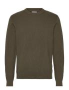 Lindbergh Rib Knitted O-Neck Knit Khaki Green