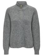 ONLY Onltokyo Solid L/S Zip Pullover Knt Noos Grå