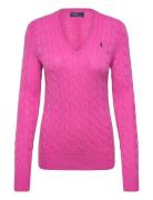 Polo Ralph Lauren Cable-Knit Wool-Cashmere V-Neck Sweater Rosa