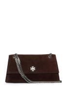 Tory Burch Kira Turnlock Suede Shoulder Bag Brun