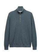 Mango Microstructure Sweater With Zipper Collar Blå