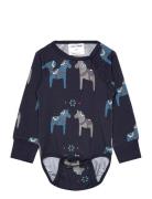 Geggamoja Bamboo Body L.s Beige Panda Marinblå