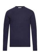 Knowledge Cotton Apparel Lambswool Crew Neck Marinblå