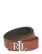 Lauren Ralph Lauren Logo Reversible Pebbled Leather Belt Brun