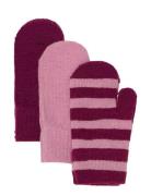 Minymo Magic Mittens Knit 3-Pack Rosa
