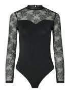 Pieces Pcmilly Ls Lace Bodystocking Noos Svart