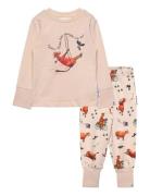 Geggamoja Mamma Mu Two Piece Pyjamas Blush Pink Beige