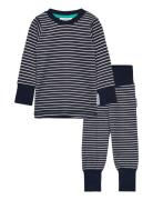 Geggamoja Two Piece Pyjamas Green Stripe Blå
