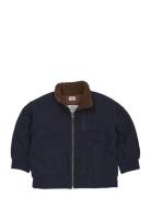 Copenhagen Colors Twill Bumper Jacket W. Sherpa Collar Marinblå