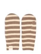 Mp Denmark Bergen Striped Mittens Beige