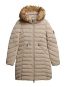 Superdry Fuji Faux Fur Hood Mid Length Beige