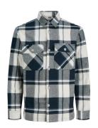Jack & J S Jprrayle Melange Check L/S Overshirt Sn Marinblå