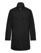Lindbergh Black Detachable Collar Wool Coat Svart